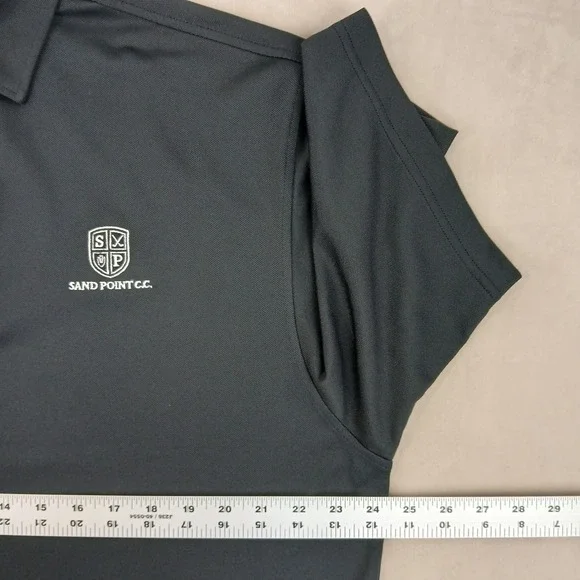 Footjoy Large Mens Polo Shirt Golf Stretch Knit Sand Point CC 24x30 Black - Picture 5 of 12